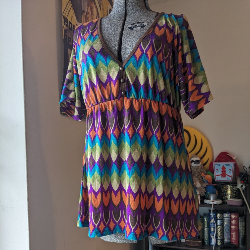 XL colorful retro boho top